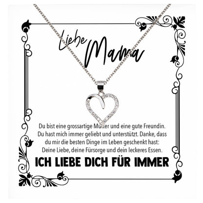 22Feels® Mama Geschenk Muttertag Geburtstag Frauen Herz Halskette mit Karte Echt Silber Schmuck Weihnachten Idee von Tochter oder Sohn-Schmuck mit Botschaftskarte - Herz21-22Feels