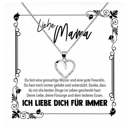 22Feels® Mama Geschenk Muttertag Geburtstag Frauen Herz Halskette mit Karte Echt Silber Schmuck Weihnachten Idee von Tochter oder Sohn-Schmuck mit Botschaftskarte - Herz21-22Feels