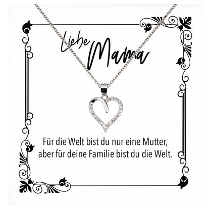 22Feels® Mama Geschenk Muttertag Geburtstag Frauen Schmuck mit Karte Herz Halskette Echt Silber Weihnachten Idee von Tochter oder Sohn-Schmuck mit Botschaftskarte - Herz21-22Feels