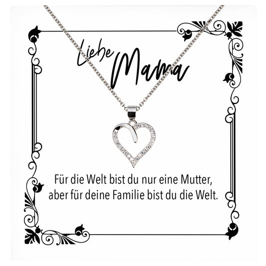 22Feels® Mama Geschenk Muttertag Geburtstag Frauen Schmuck mit Karte Herz Halskette Echt Silber Weihnachten Idee von Tochter oder Sohn-Schmuck mit Botschaftskarte - Herz21-22Feels