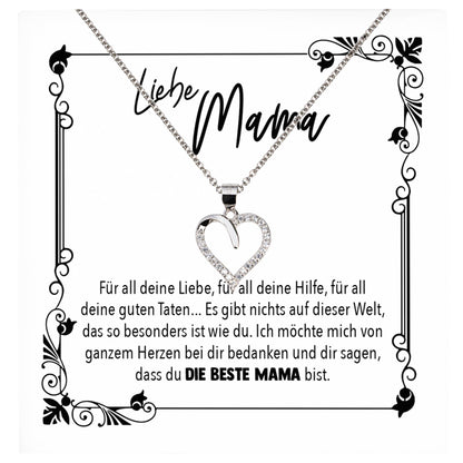 22Feels® Mama Geschenk Muttertag Geburtstag Frauen Herz Halskette mit Karte Echt Silber Schmuck Weihnachten Idee von Tochter oder Sohn-Schmuck mit Botschaftskarte - Herz21-22Feels
