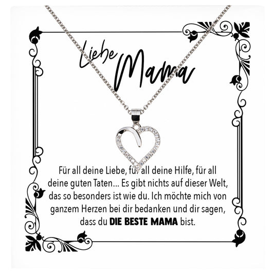 22Feels® Mama Geschenk Muttertag Geburtstag Frauen Herz Halskette mit Karte Echt Silber Schmuck Weihnachten Idee von Tochter oder Sohn-Schmuck mit Botschaftskarte - Herz21-22Feels