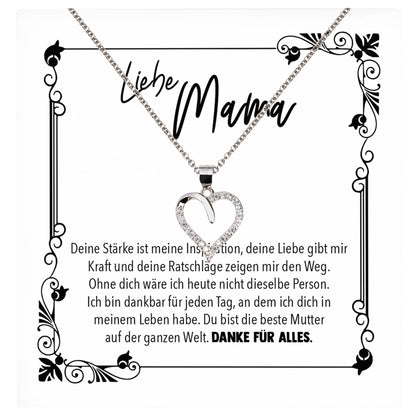 22Feels® Mama Geschenk Muttertag Geburtstag Frauen Schmuck mit Karte Herz Halskette Echt Silber Weihnachten Idee von Tochter oder Sohn-Schmuck mit Botschaftskarte - Herz21-22Feels