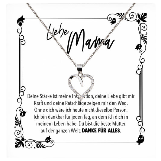 22Feels® Mama Geschenk Muttertag Geburtstag Frauen Schmuck mit Karte Herz Halskette Echt Silber Weihnachten Idee von Tochter oder Sohn-Schmuck mit Botschaftskarte - Herz21-22Feels