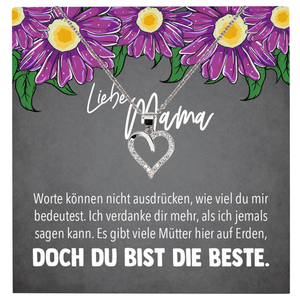 22Feels® Mama Geschenk Muttertag Geburtstag Frauen Herz Halskette mit Karte Echt Silber Schmuck Weihnachten Idee von Tochter oder Sohn-Schmuck mit Botschaftskarte - Herz21-22Feels