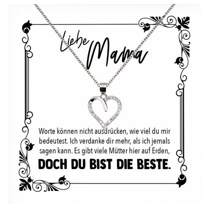 22Feels® Mama Geschenk Muttertag Geburtstag Frauen Herz Halskette mit Karte Echt Silber Schmuck Weihnachten Idee von Tochter oder Sohn-Schmuck mit Botschaftskarte - Herz21-22Feels