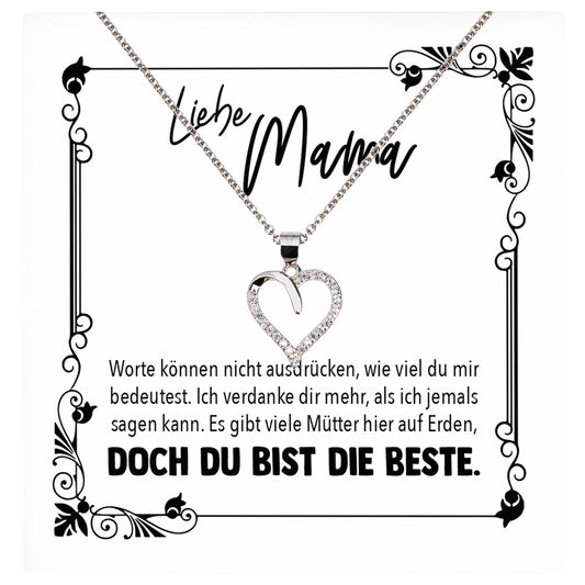 22Feels® Mama Geschenk Muttertag Geburtstag Frauen Herz Halskette mit Karte Echt Silber Schmuck Weihnachten Idee von Tochter oder Sohn-Schmuck mit Botschaftskarte - Herz21-22Feels