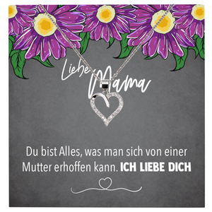 22Feels® Mama Geschenk Muttertag Geburtstag Frauen Schmuck mit Karte Herz Halskette Echt Silber Weihnachten Idee von Tochter oder Sohn-Schmuck mit Botschaftskarte - Herz21-22Feels