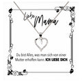 22Feels® Mama Geschenk Muttertag Geburtstag Frauen Schmuck mit Karte Herz Halskette Echt Silber Weihnachten Idee von Tochter oder Sohn-Schmuck mit Botschaftskarte - Herz21-22Feels