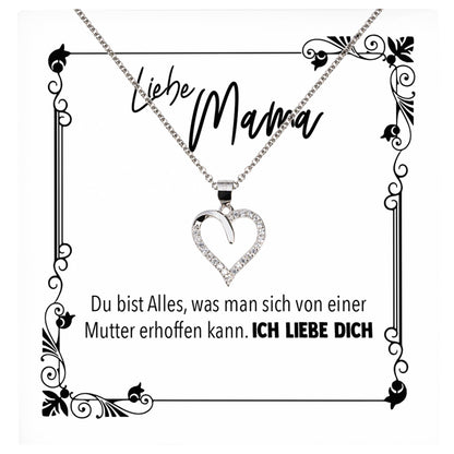 22Feels® Mama Geschenk Muttertag Geburtstag Frauen Schmuck mit Karte Herz Halskette Echt Silber Weihnachten Idee von Tochter oder Sohn-Schmuck mit Botschaftskarte - Herz21-22Feels