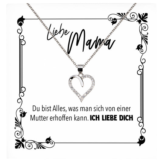 22Feels® Mama Geschenk Muttertag Geburtstag Frauen Schmuck mit Karte Herz Halskette Echt Silber Weihnachten Idee von Tochter oder Sohn-Schmuck mit Botschaftskarte - Herz21-22Feels