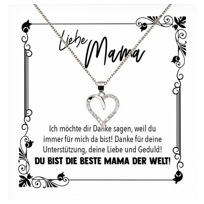 22Feels® Mama Geschenk Muttertag Geburtstag Frauen Herz Halskette mit Karte Echt Silber Schmuck Weihnachten Idee von Tochter oder Sohn-Schmuck mit Botschaftskarte - Herz21-22Feels
