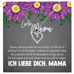 22Feels® Mama Geschenk Muttertag Geburtstag Frauen Schmuck mit Karte Herz Halskette Echt Silber Weihnachten Idee von Tochter oder Sohn-Schmuck mit Botschaftskarte - Herz21-22Feels