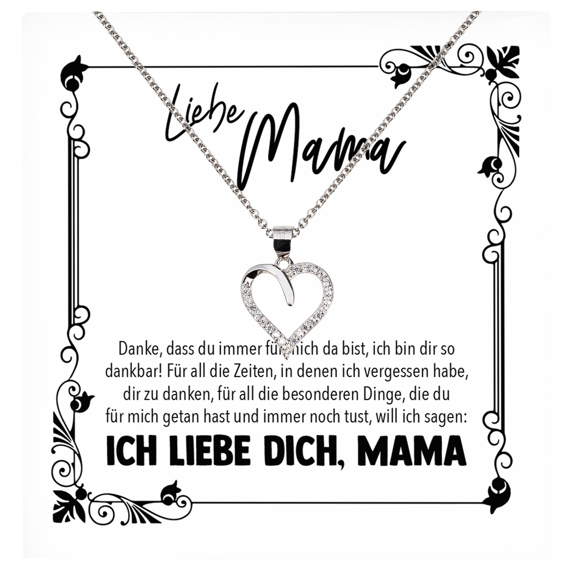 22Feels® Mama Geschenk Muttertag Geburtstag Frauen Schmuck mit Karte Herz Halskette Echt Silber Weihnachten Idee von Tochter oder Sohn-Schmuck mit Botschaftskarte - Herz21-22Feels