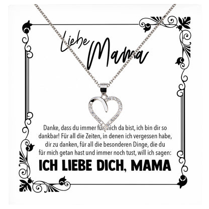22Feels® Mama Geschenk Muttertag Geburtstag Frauen Schmuck mit Karte Herz Halskette Echt Silber Weihnachten Idee von Tochter oder Sohn-Schmuck mit Botschaftskarte - Herz21-22Feels