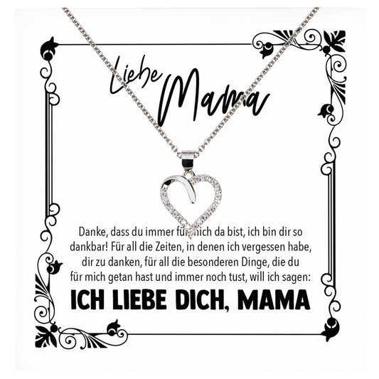 22Feels® Mama Geschenk Muttertag Geburtstag Frauen Schmuck mit Karte Herz Halskette Echt Silber Weihnachten Idee von Tochter oder Sohn-Schmuck mit Botschaftskarte - Herz21-22Feels