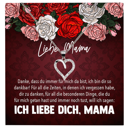 22Feels® Mama Geschenk Muttertag Geburtstag Frauen Schmuck mit Karte Herz Halskette Echt Silber Weihnachten Idee von Tochter oder Sohn-Schmuck mit Botschaftskarte - Herz21-22Feels