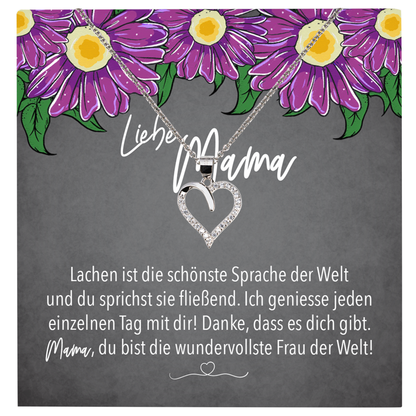 22Feels® Mama Geschenk Muttertag Geburtstag Frauen Herz Halskette mit Karte Echt Silber Schmuck Weihnachten Idee von Tochter oder Sohn-Schmuck mit Botschaftskarte - Herz21-22Feels