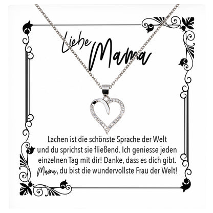 22Feels® Mama Geschenk Muttertag Geburtstag Frauen Herz Halskette mit Karte Echt Silber Schmuck Weihnachten Idee von Tochter oder Sohn-Schmuck mit Botschaftskarte - Herz21-22Feels
