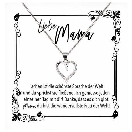 22Feels® Mama Geschenk Muttertag Geburtstag Frauen Herz Halskette mit Karte Echt Silber Schmuck Weihnachten Idee von Tochter oder Sohn-Schmuck mit Botschaftskarte - Herz21-22Feels