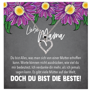 22Feels® Mama Geschenk Muttertag Geburtstag Frauen Schmuck mit Karte Herz Halskette Echt Silber Weihnachten Idee von Tochter oder Sohn-Schmuck mit Botschaftskarte - Herz21-22Feels