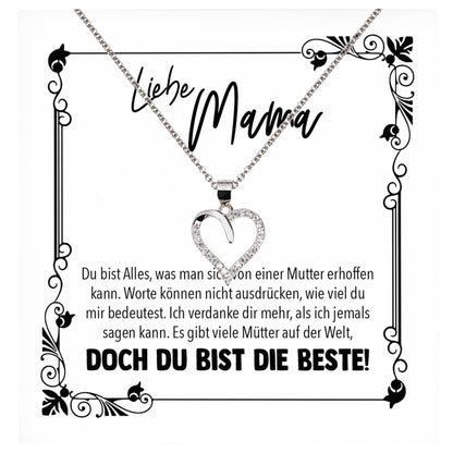 22Feels® Mama Geschenk Muttertag Geburtstag Frauen Schmuck mit Karte Herz Halskette Echt Silber Weihnachten Idee von Tochter oder Sohn-Schmuck mit Botschaftskarte - Herz21-22Feels