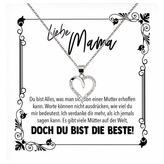 22Feels® Mama Geschenk Muttertag Geburtstag Frauen Schmuck mit Karte Herz Halskette Echt Silber Weihnachten Idee von Tochter oder Sohn-Schmuck mit Botschaftskarte - Herz21-22Feels