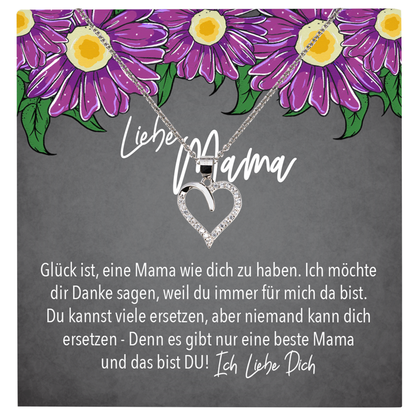 22Feels® Mama Geschenk Muttertag Geburtstag Frauen Herz Halskette mit Karte Echt Silber Schmuck Weihnachten Idee von Tochter oder Sohn-Schmuck mit Botschaftskarte - Herz21-22Feels