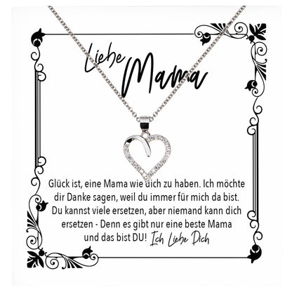22Feels® Mama Geschenk Muttertag Geburtstag Frauen Herz Halskette mit Karte Echt Silber Schmuck Weihnachten Idee von Tochter oder Sohn-Schmuck mit Botschaftskarte - Herz21-22Feels