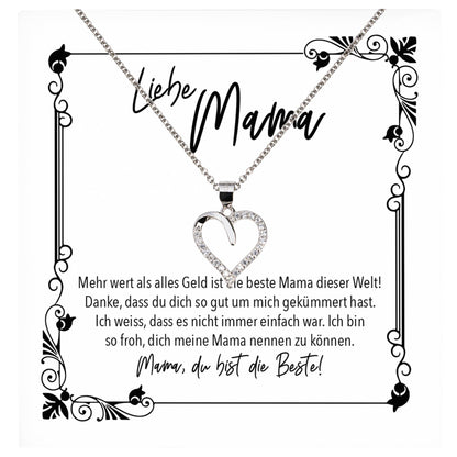 22Feels® Mama Geschenk Muttertag Geburtstag Frauen Schmuck mit Karte Herz Halskette Echt Silber Weihnachten Idee von Tochter oder Sohn-Schmuck mit Botschaftskarte - Herz21-22Feels