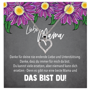 22Feels® Mama Geschenk Muttertag Geburtstag Frauen Herz Halskette mit Karte Echt Silber Schmuck Weihnachten Idee von Tochter oder Sohn-Schmuck mit Botschaftskarte - Herz21-22Feels