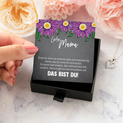 22Feels® Mama Geschenk Muttertag Geburtstag Frauen Herz Halskette mit Karte Echt Silber Schmuck Weihnachten Idee von Tochter oder Sohn-Schmuck mit Botschaftskarte - Herz21-22Feels