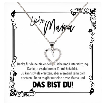 22Feels® Mama Geschenk Muttertag Geburtstag Frauen Herz Halskette mit Karte Echt Silber Schmuck Weihnachten Idee von Tochter oder Sohn-Schmuck mit Botschaftskarte - Herz21-22Feels
