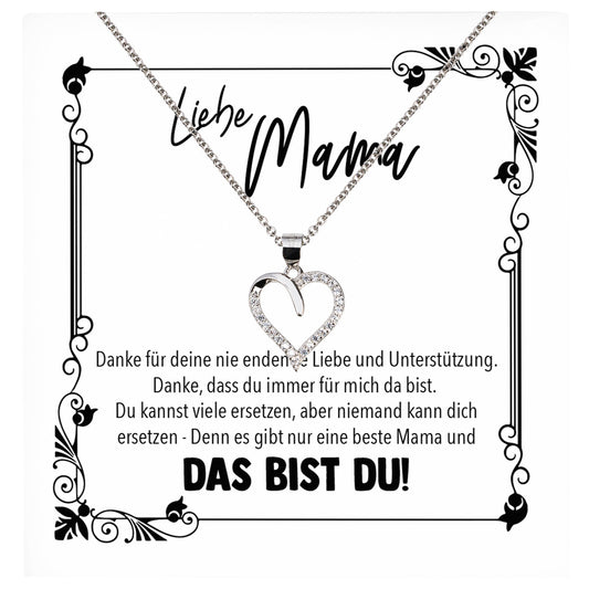 22Feels® Mama Geschenk Muttertag Geburtstag Frauen Herz Halskette mit Karte Echt Silber Schmuck Weihnachten Idee von Tochter oder Sohn-Schmuck mit Botschaftskarte - Herz21-22Feels