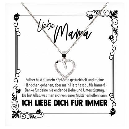22Feels® Mama Geschenk Muttertag Geburtstag Frauen Schmuck mit Karte Herz Halskette Echt Silber Weihnachten Idee von Tochter oder Sohn-Schmuck mit Botschaftskarte - Herz21-22Feels
