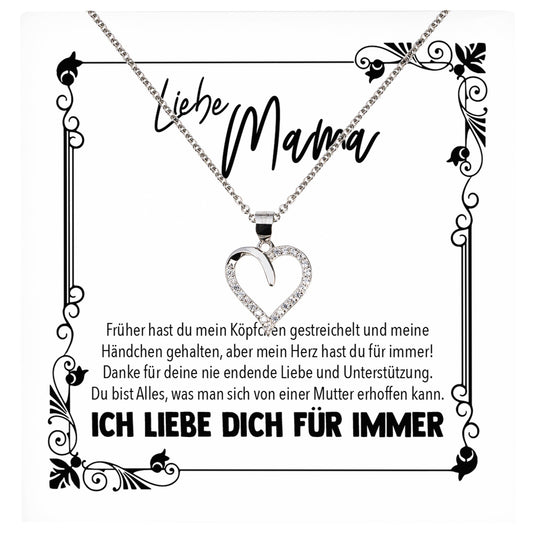 22Feels® Mama Geschenk Muttertag Geburtstag Frauen Schmuck mit Karte Herz Halskette Echt Silber Weihnachten Idee von Tochter oder Sohn-Schmuck mit Botschaftskarte - Herz21-22Feels