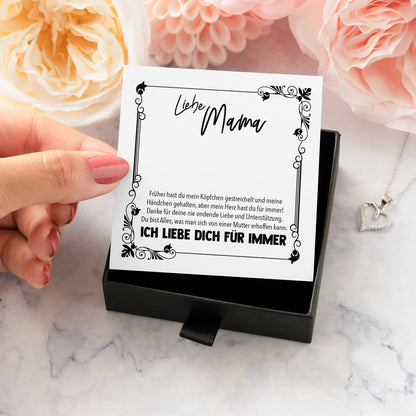 22Feels® Mama Geschenk Muttertag Geburtstag Frauen Schmuck mit Karte Herz Halskette Echt Silber Weihnachten Idee von Tochter oder Sohn-Schmuck mit Botschaftskarte - Herz21-22Feels