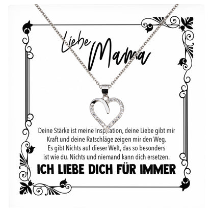 22Feels® Mama Geschenk Muttertag Geburtstag Frauen Herz Halskette mit Karte Echt Silber Schmuck Weihnachten Idee von Tochter oder Sohn-Schmuck mit Botschaftskarte - Herz21-22Feels
