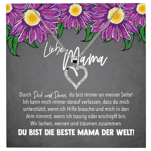 22Feels® Mama Geschenk Muttertag Geburtstag Frauen Schmuck mit Karte Herz Halskette Echt Silber Weihnachten Idee von Tochter oder Sohn-Schmuck mit Botschaftskarte - Herz21-22Feels