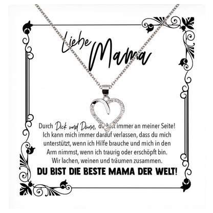 22Feels® Mama Geschenk Muttertag Geburtstag Frauen Schmuck mit Karte Herz Halskette Echt Silber Weihnachten Idee von Tochter oder Sohn-Schmuck mit Botschaftskarte - Herz21-22Feels