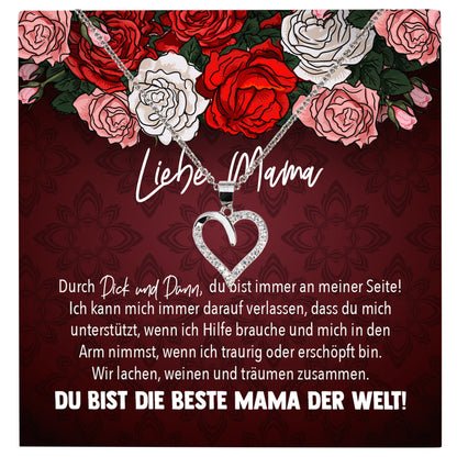 22Feels® Mama Geschenk Muttertag Geburtstag Frauen Schmuck mit Karte Herz Halskette Echt Silber Weihnachten Idee von Tochter oder Sohn-Schmuck mit Botschaftskarte - Herz21-22Feels