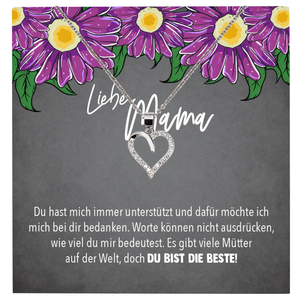 22Feels® Mama Geschenk Muttertag Geburtstag Frauen Herz Halskette mit Karte Echt Silber Schmuck Weihnachten Idee von Tochter oder Sohn-Schmuck mit Botschaftskarte - Herz21-22Feels