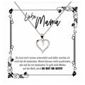 22Feels® Mama Geschenk Muttertag Geburtstag Frauen Herz Halskette mit Karte Echt Silber Schmuck Weihnachten Idee von Tochter oder Sohn-Schmuck mit Botschaftskarte - Herz21-22Feels