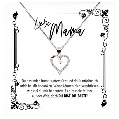 22Feels® Mama Geschenk Muttertag Geburtstag Frauen Herz Halskette mit Karte Echt Silber Schmuck Weihnachten Idee von Tochter oder Sohn-Schmuck mit Botschaftskarte - Herz21-22Feels