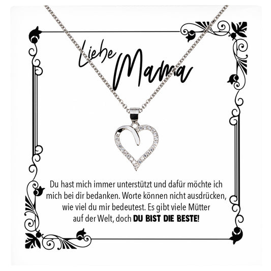 22Feels® Mama Geschenk Muttertag Geburtstag Frauen Herz Halskette mit Karte Echt Silber Schmuck Weihnachten Idee von Tochter oder Sohn-Schmuck mit Botschaftskarte - Herz21-22Feels