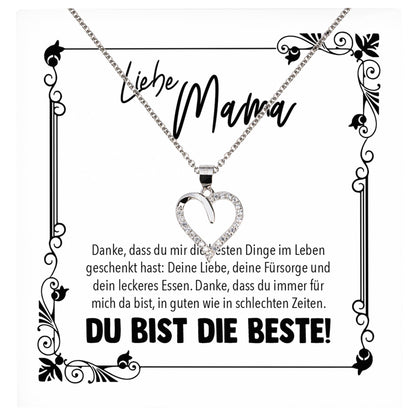 22Feels® Mama Geschenk Muttertag Geburtstag Frauen Schmuck mit Karte Herz Halskette Echt Silber Weihnachten Idee von Tochter oder Sohn-Schmuck mit Botschaftskarte - Herz21-22Feels