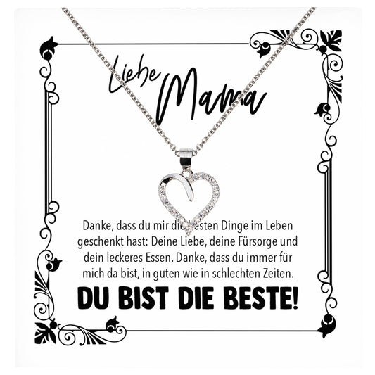 22Feels® Mama Geschenk Muttertag Geburtstag Frauen Schmuck mit Karte Herz Halskette Echt Silber Weihnachten Idee von Tochter oder Sohn-Schmuck mit Botschaftskarte - Herz21-22Feels