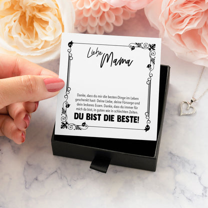 22Feels® Mama Geschenk Muttertag Geburtstag Frauen Schmuck mit Karte Herz Halskette Echt Silber Weihnachten Idee von Tochter oder Sohn-Schmuck mit Botschaftskarte - Herz21-22Feels