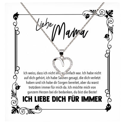 22Feels® Mama Geschenk Muttertag Geburtstag Frauen Herz Halskette mit Karte Echt Silber Schmuck Weihnachten Idee von Tochter oder Sohn-Schmuck mit Botschaftskarte - Herz21-22Feels