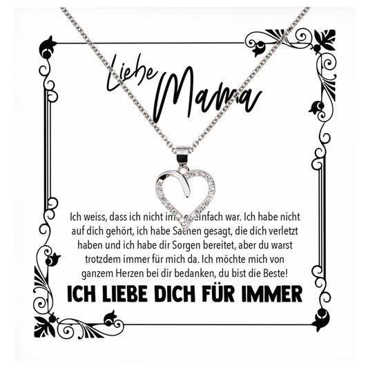 22Feels® Mama Geschenk Muttertag Geburtstag Frauen Herz Halskette mit Karte Echt Silber Schmuck Weihnachten Idee von Tochter oder Sohn-Schmuck mit Botschaftskarte - Herz21-22Feels
